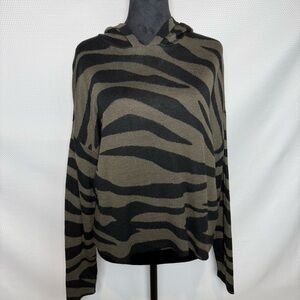Anthropologie Kasia Zebra Print Hooded Sweater Sz Small